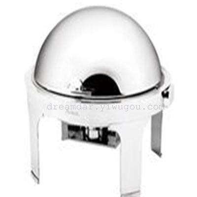 dripless round chafing dish W/Roll top lid and stainless steel legs