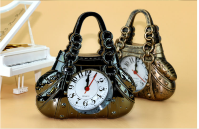 Classical Handbag Alarm Clock Retro Ugyen Bronze Bag Clock Export Ten Yuan Store Department Store