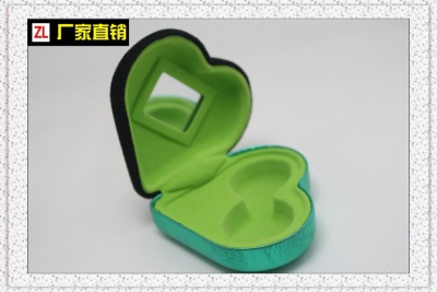 Zhiling Glasses Packaging Factory Heart-Shaped Leopard Print Invisible Myopia Glasses Case with Mirror Factory Direct Sales Wholesale