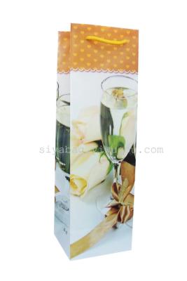 European style fine champagne glass yellow rose pattern hand package wine bag