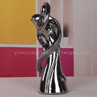 Gao Bo Decorated Home Factory Direct Sales Ceramic Crafts Creative Electroplating Ceramic Human Body Couple Decoration