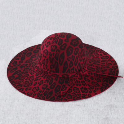 Along with a large bow personality leopard Mao Nemao side warm hat hat