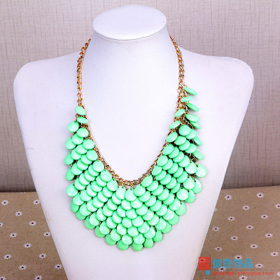 Our fresh sweet mint green short chain necklace clavicle acrylic sweater chain