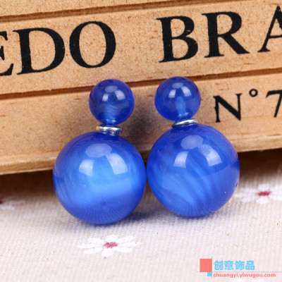 Han Liang size ball button type earrings and double ball earrings