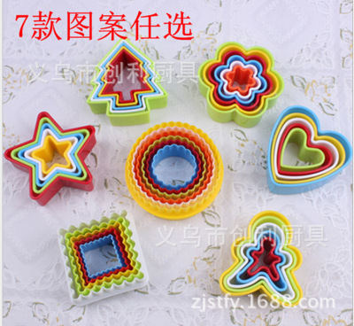 Baking Mold 5-6 Piece Set Plastic Cookie Mold Mousse Ring Vegetable Cutter Cookie Plum Mold