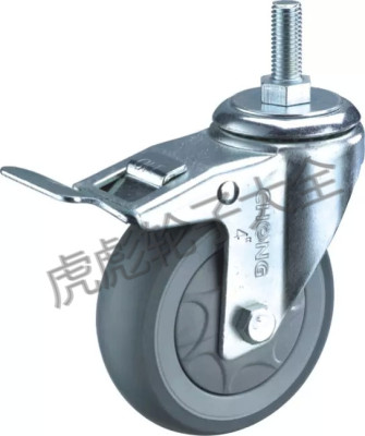 Trolley Casters 3-Inch 4-Inch 5-Inch Dual-Axis Neutral Wheel Pu Wheel (Fixed Movable Screw Rod Brake)