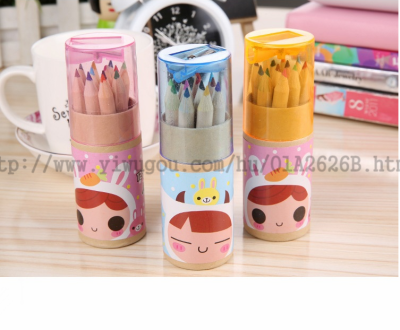 12 color cartridges color pencil sharpener, cartoon girl