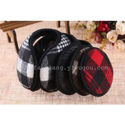 Male plaid thick warm earmuffs ear cover 