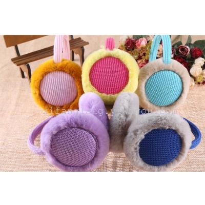 Korean fashion solid color knitting little fur earmuffs ear cover 