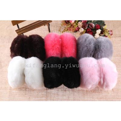 Super cute plush rabbit fox hair earmuffs ear cover 