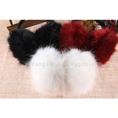 Korean super high-end earclap men and women winter faux fox fur earmuffs 