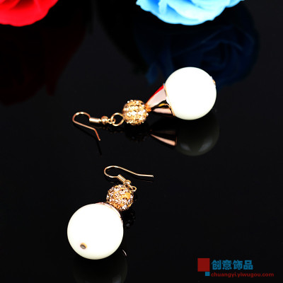 Japan pearl with diamond earrings earrings earrings simple personality temperament female anti allergy