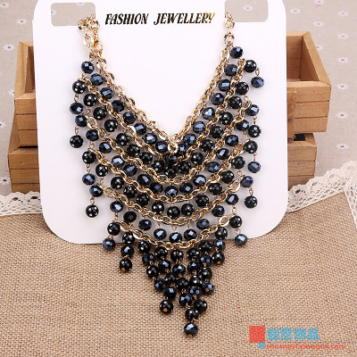 American Jewelry Black Acrylic Beads Necklace Necklace sweater chain female multi exaggerated