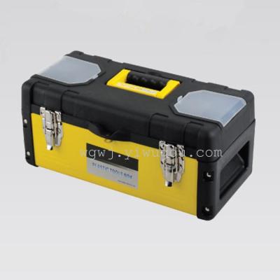 Plastic iron tool box portable double-layer tool box hardware tool storage box