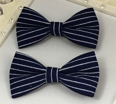 Autumn Korean Style New Pinstripe Bow Barrettes Versatile Student Children's Cloth Hair Accessories a Pair of Hairclips