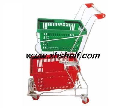 Double-decker basket supermarket trolley double double lift basket cart customization.