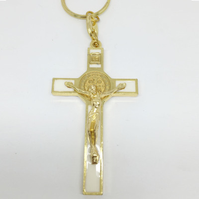 Cross Jesus Keychain Golden Religious Gift Yiwu Factory Custom Logo