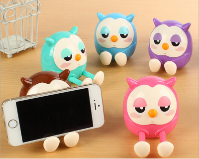 Cute owl owl support mobile phone money pot plate support cartoon animal ornaments