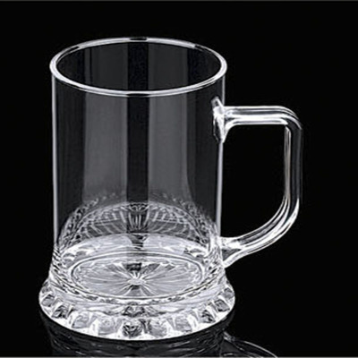 With handle beer cup transparent plastic acrylic draft beer cup thick bottom.