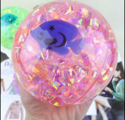 Flash water polo ribbon fish glow ball bounce ball crystal ball color bouncy ball 7.5