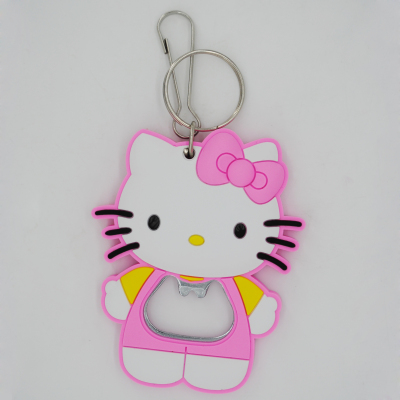 PVC soft glue pink Hello Kitty fashion black mouth monkey soft key pendant