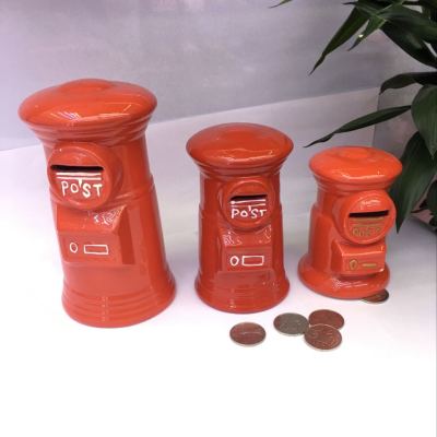 Ceramic Post Box Coin Bank Red Wedding Gift Domestic Ornaments