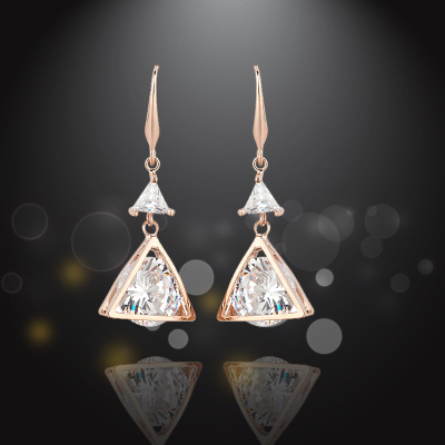 Triangle Long Zircon Earrings Earrings Versatile Korean Crystal Wholesale Factory Direct Sales Earrings Earrings