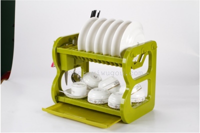 Kitchen Plastic Bowl Rack Double-Layer Draining Dish Rack Draining Dish Rack Two-Layer Dish Rack Three-Level Stand