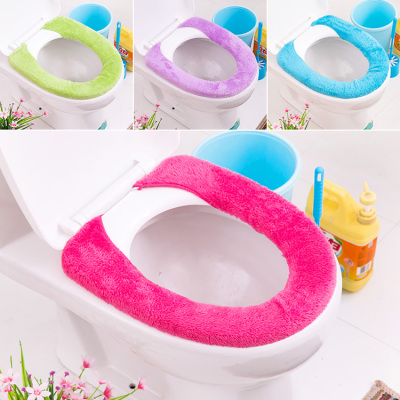 Japanese style bathroom home pure color plush button style warm toilet cover sit toilet cover