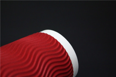 12 Oz Red Wavy Pattern Corrugated Paper Cup