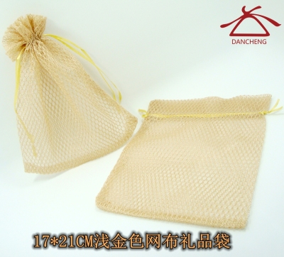 10046 new gold polyester mesh bag gift bag