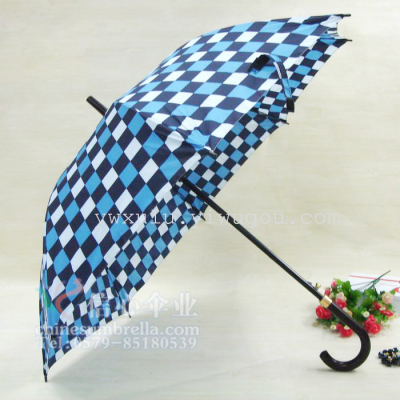 High quality fiber straight umbrella square lattice umbrella curved hook handle umbrella wholesale order XB-826