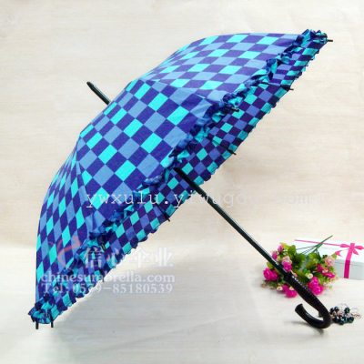 Wholesale customized fresh new small Plaid skirt straight bar umbrella innovative golf umbrella XB-822