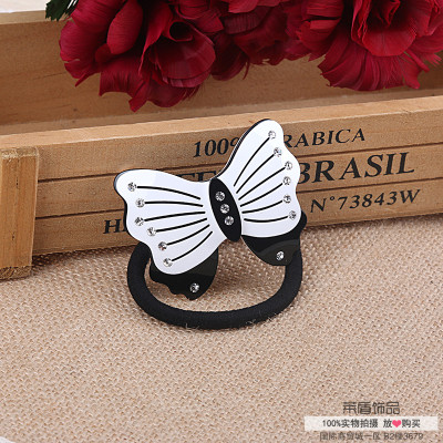 South Korea headdress white black rubber band acrylic diamond ring high-grade Butterfly