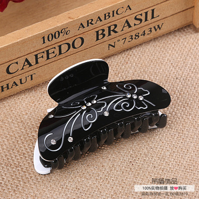 Korean minimalist black and white diamond grip acrylic grip hair hairpin