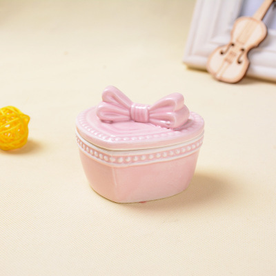 Ceramic Heart-Shaped Bow Wedding Candies Box · Jewelry Box