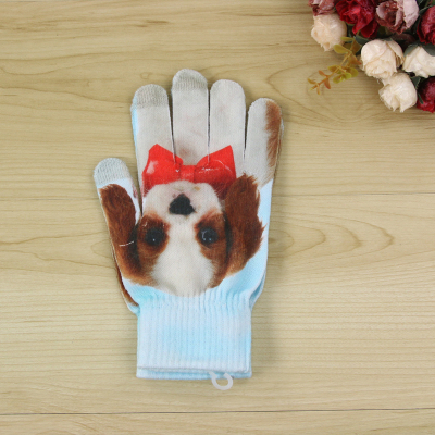 Autumn and winter digital printing touch screen gloves han printing finger gloves.