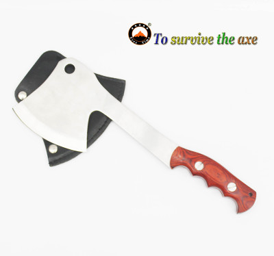 Thick steel plate ax outdoor supplies ax camping hunting ax adventure ax color wood handle ax