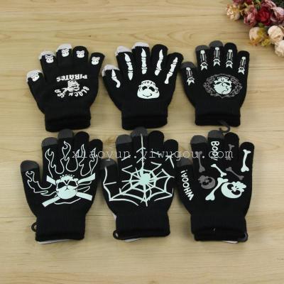 Noctilucent gloves touch screen warm gloves knitted gloves couples' gloves