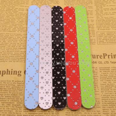 PU love glitter nail file Manicure tool