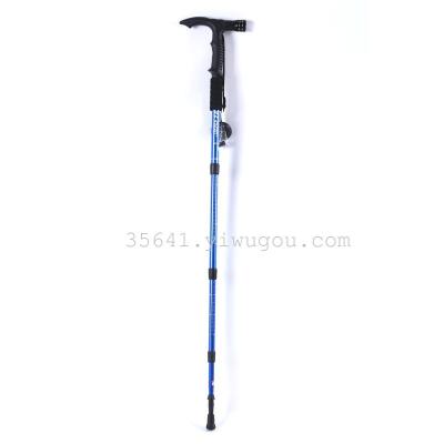 Metal hiking stick with LED lamp holder crutch ultra light monopod