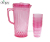 Fashion color diamond design plastic drinking ware jug cool water bottle with 4 cups CY-011