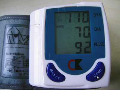 Blood pressure meter. The electronic blood pressure meter. The wrist electronic sphygmomanometer blood pressure meter.