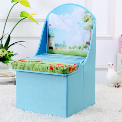 Cartoon children back stool stool chair folding stool baby toy can sit Oxford cloth storage box
