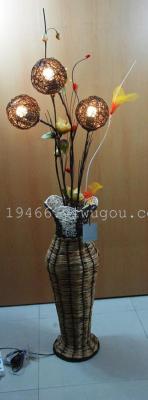 Factory direct nest hemp ball flower lamp leaves simple living room bedroom bedside creative rattan lamps