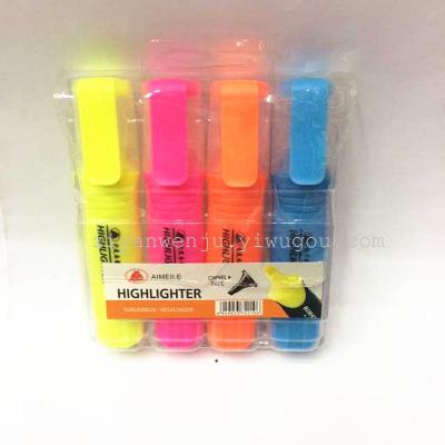 4 PVC bag fluorescent pen, A-210 color pen