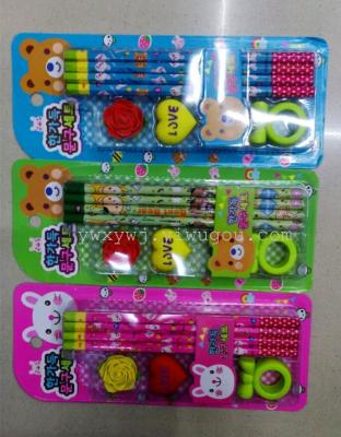 Factory direct supply of a large number of suction card stationery set of rubber and pencil combination of student gifts