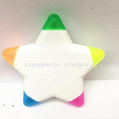 Fat 5 star star sharp fluorescent pen highlighter colored fluorescent pen