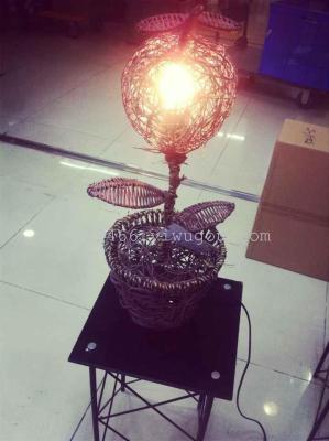 Manufacturers selling small pots of rattan flower vase lamp living room bedroom light rattan lamp