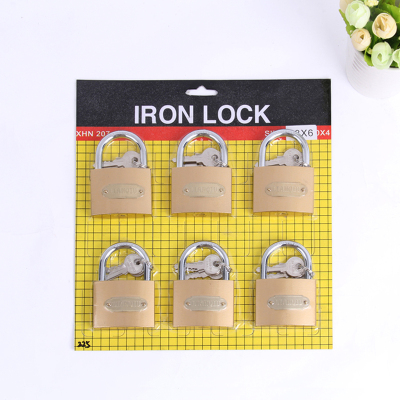 LIANQIU 63*6 imitation copper lock padlock factory direct suction card packing